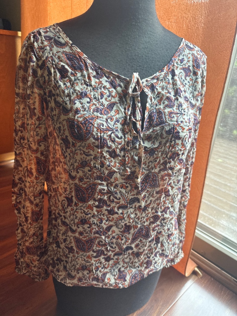 LUCKY BRAND Floral Long Sleeves Blouse Size Small
